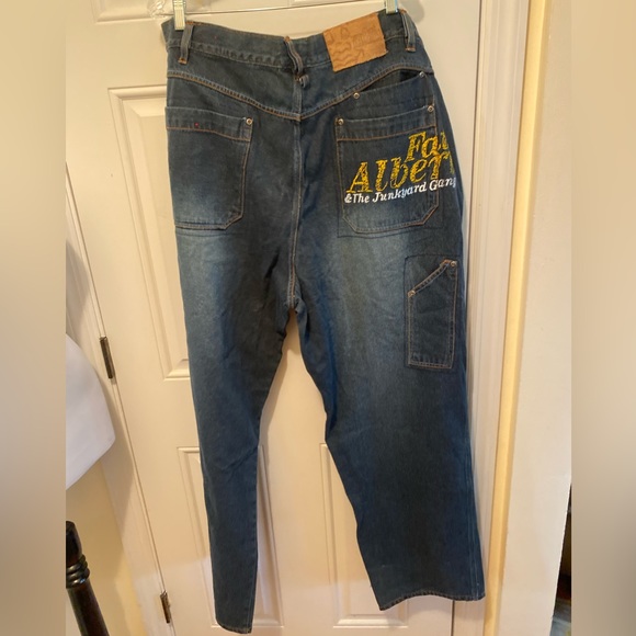 FUBU Vintage 90s Baggy Carpenter Jeans Loose Fit Hip Hop 42 by 34 RARE - Picture 2 of 15
